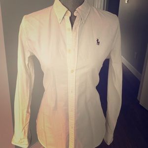 Polo white slim fit button down top